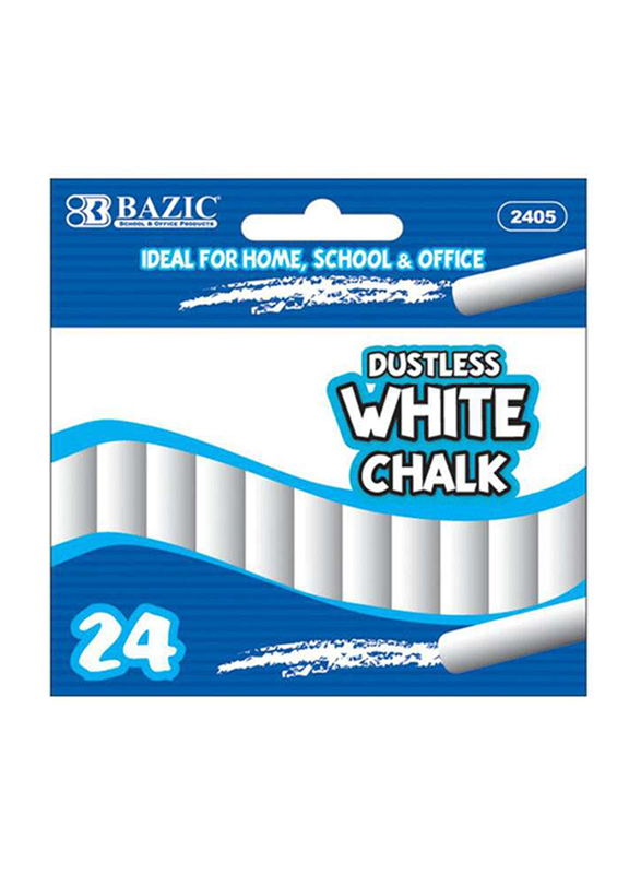 Bazic 24-Piece Dustless Chalk, White