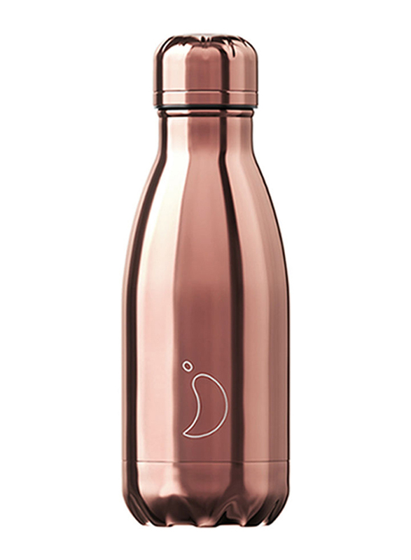 Chilly's 260ml Chrome Water Bottle, Rose Gold