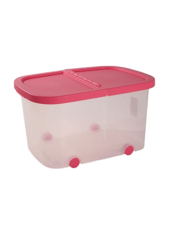 Plastiken Multi-Utility Food Container with Lid, Pink/Clear