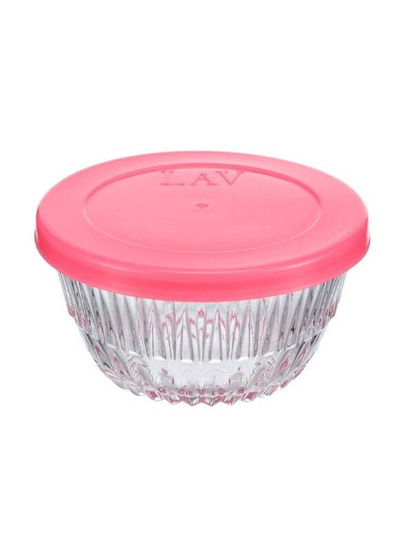 

Lav Alinda 6-Piece 215ml Glass Bowl Set with Lids, Clear/Pink