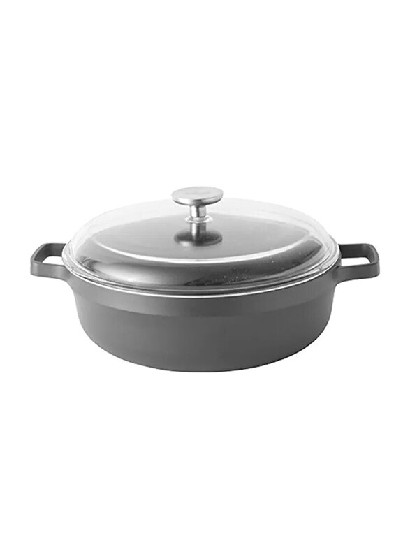 

Berghoff 28cm Gem Aluminium Casting Saute Pan with Lid, Black/Clear