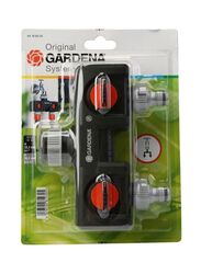 Gardena Twin Tap Connector, Black/Grey/Orange