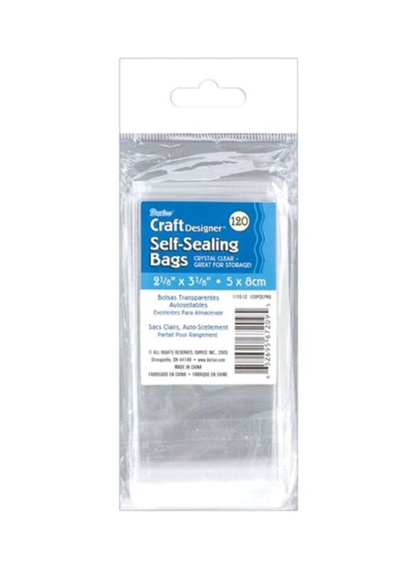 Darice 120-Piece Plastic Self Sealing Bags, 5x8cm, Clear