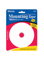 Bazic Double Sided Foam Mounting Tape, 25.4 x 5.08m, Multicolour
