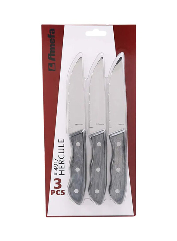 

Amefa 3-Piece 12cm Steak Knives Set, Black/Silver