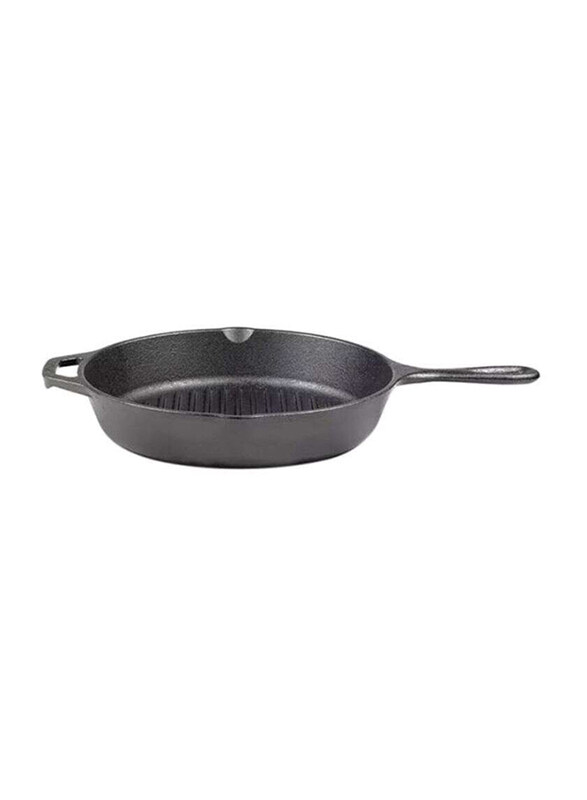 

Lodge 26cm Pre-Seasoned Cast Iron Round Grill Pan, L8GP3, Black