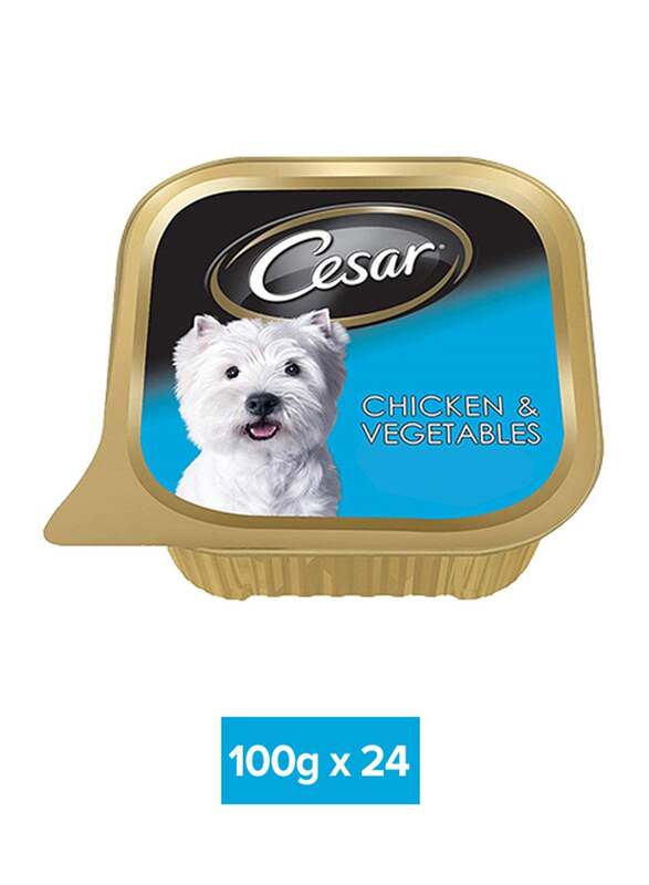 Cesar 24-Piece Chicken and Vegetables Foil Tray Wet Dog Food, 100g