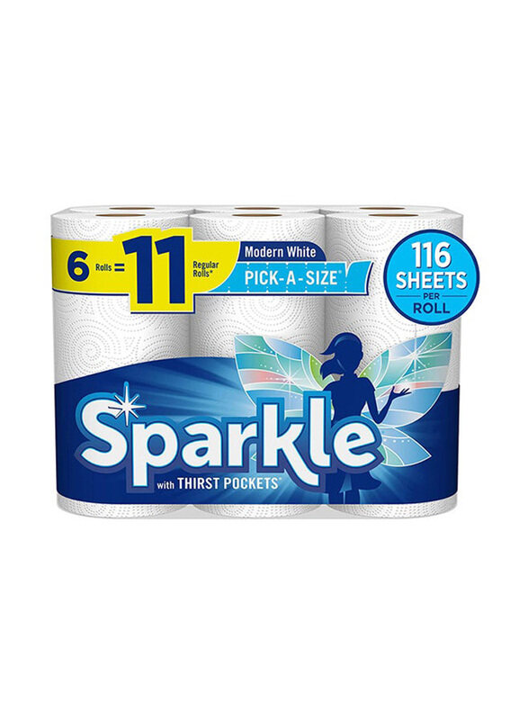 

Sparkle Giant Roll Paper Towel, White, 6 Rolls