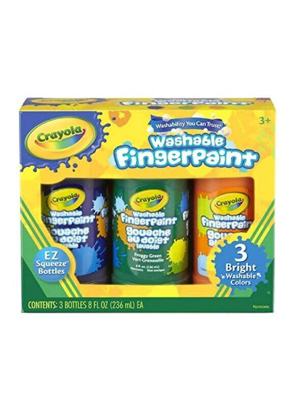 Crayola Washable Finger Paint, 3 Pieces, Green/Orange/Purple