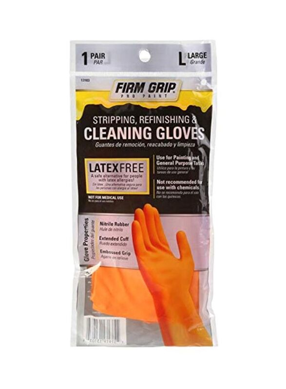 

Firm Grip Cleaning Hand Gloves, Orange, Large