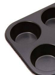 Fackelmann 29 cm 6-Cup Rectangular Shape Muffin Pan, 29 x 19 cm, Black/Pink