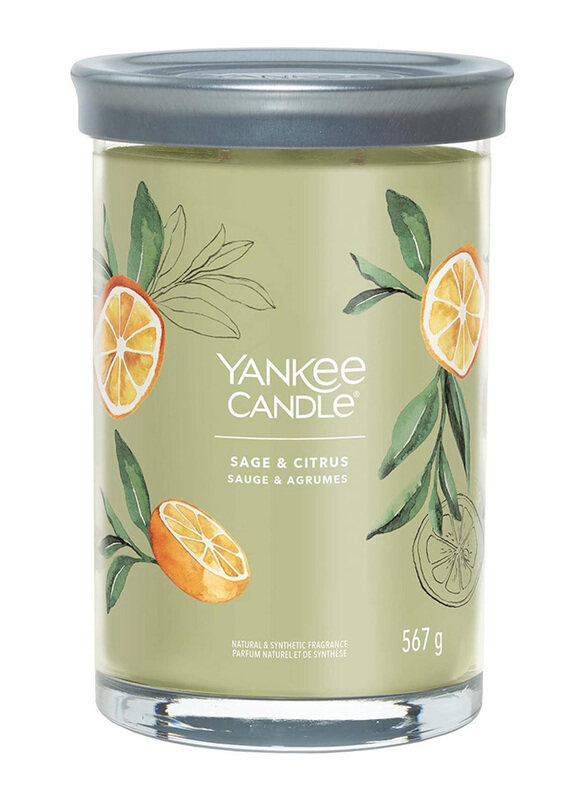 

Yankee Candle Sage & Citrus Natural & Synthetic Fragrance Candle, Clear/Green