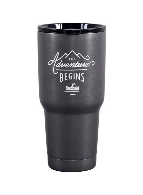 Gentlemen's Hardware 475ml The Adventure Begins Printed Travel Coffee Mug, Black