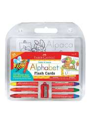 Faber Castell Colour & Learn Alphabet Flash Cards & Colouring Set, 35 Pieces. Ages 4+, FC14330, Multicolour