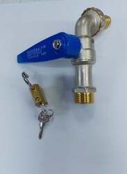 Sundex Ball Hose Cock With Lock, Silver/Blue/Gold