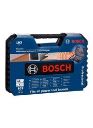Bosch 103-Piece Pro Mixed Drill Bit with Case, 1-40mm, Silver/Black
