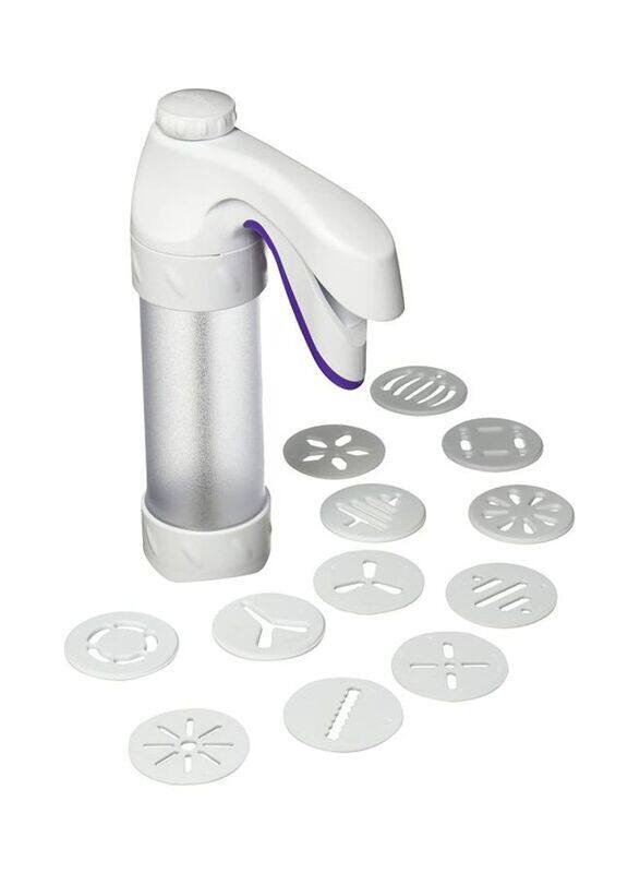 

Wilton 13-Piece Comfort Grip Cookie Press Pocket, White/Clear