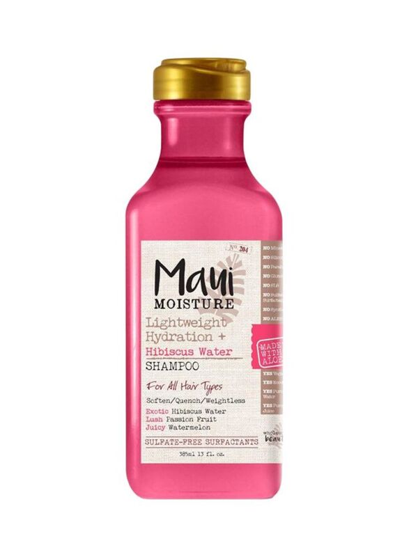 Maui Moisture Lightweight Hydration Hibiscus Water Shampoo for All Hair Types, 2 Pieces x 385ml