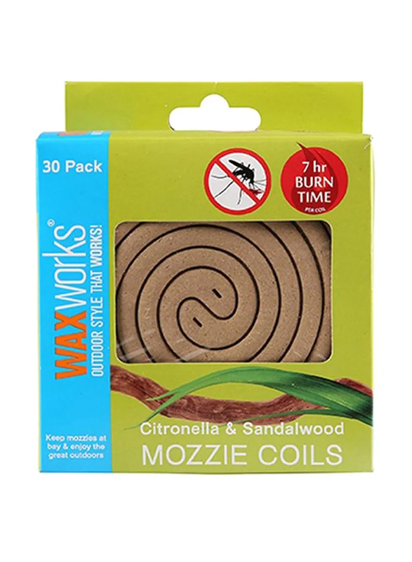 Waxworks Incense Coil Set, Brown, 30 Pieces