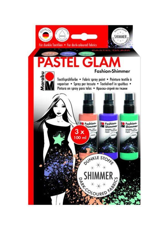 

Marabu Pastel Glam Fashion Shimmer Fabrics, 3 Pieces, Pink/Blue/Green