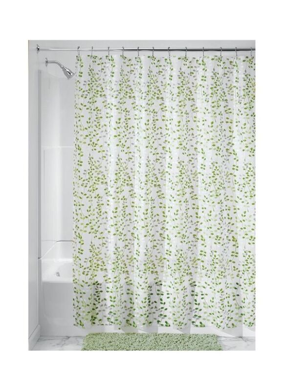 Inter Design Shower Curtain, 72 x 72-inch, White/Vine Green