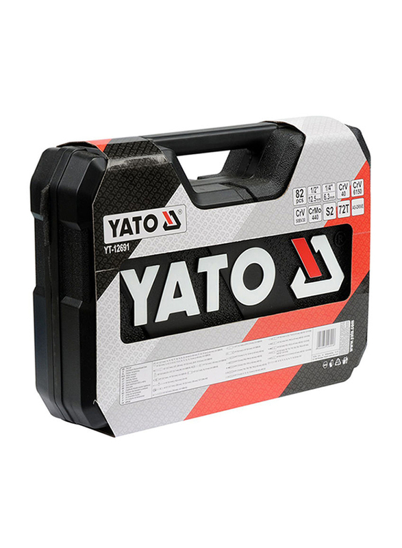 Yato 82-Piece Socket Set, Silver/Red/Black