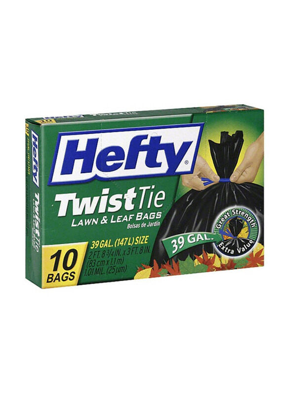 

Hefty Lawn and Leaf Twist Tie Trash Bags, 10 Bags x 39 Gallons