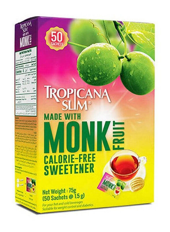 

Tropicana Slim Monk Fruit Calorie Free Sweetener, 50 Sachets