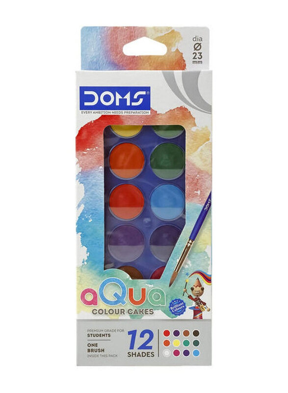 

Doms Water Colour Cakes, 12 Shades, Multicolour