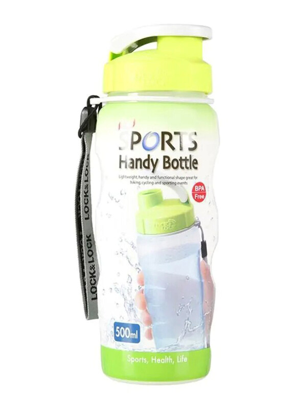 

Lock & Lock 500ml Sport Water Bottle With Lid, Green/White/Black