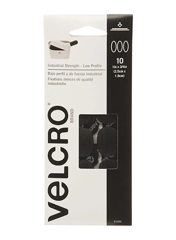 

Velcro 10-Piece Industrial Strength Fasteners, 2.5 x 1.9cm, Black