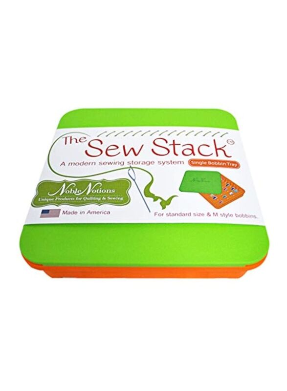 Noble Notions The Sew Stack Bobbin Box with Lid, Green/Orange