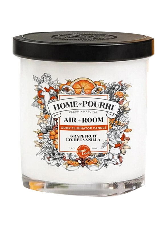 

Home Pourri Odor Eliminator Grapefruit Lychee Vanilla Candle, White