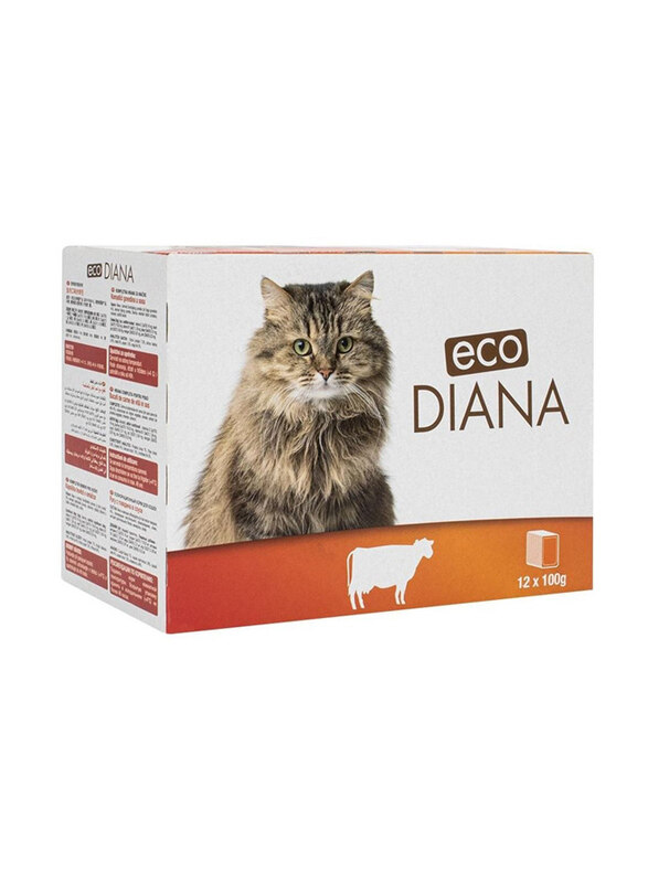 

Eco Diana Chunks and Pate with Beef Cats Wet Food, 12 x 100g