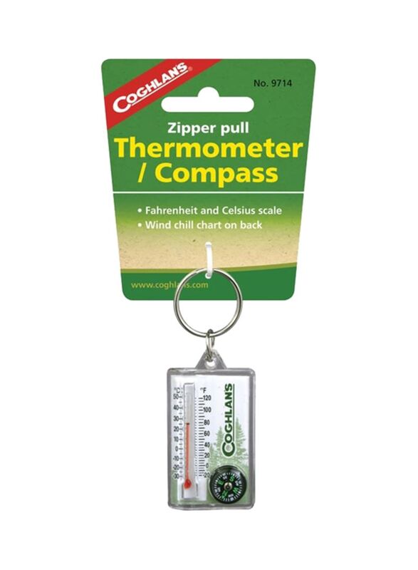 Coghlans Zipper Pull Thermometer/Compass, Multicolour