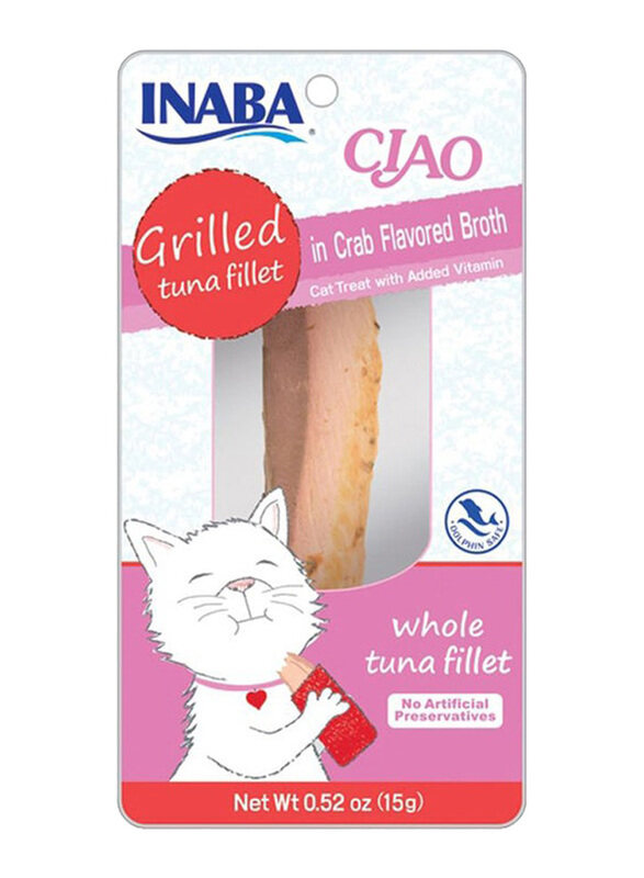 

Inaba Ciao Grilled Tuna Fillet in Broth Dry Cat Food with Crab Flavoured, 15g