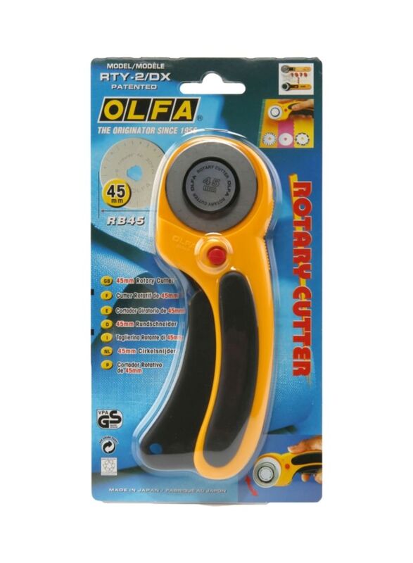 Olfa RTY-2/DX Rotary Cutter, 215673AC, Yellow/Grey/Black