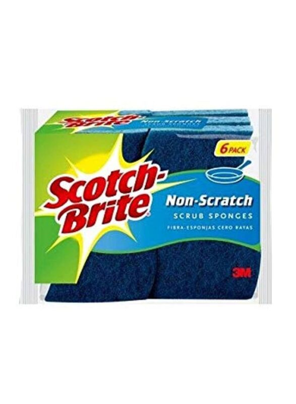 Scotch Brite Non-Scratch Scrub Sponge Set, 6 Pieces, Blue