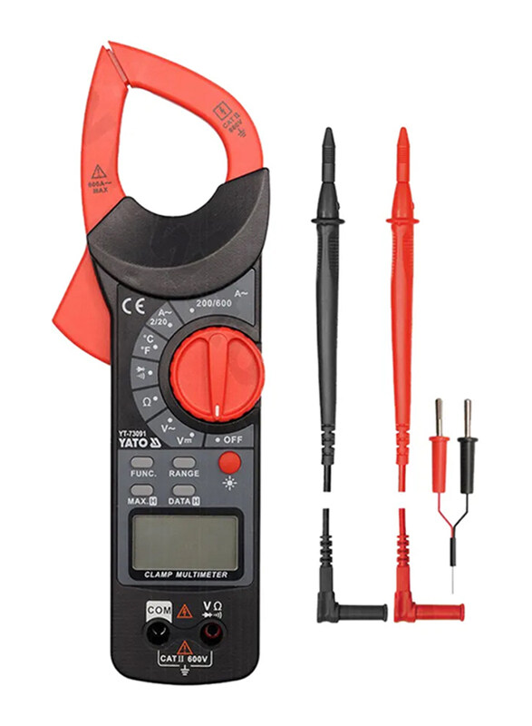 

Yato Cordless Digital Clamp Meter, 230V, 12W, YT-73091, Black/Red