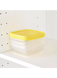 Pruta 3-Piece Glass Food Container Set, 0.6 Liter, Yellow/Clear