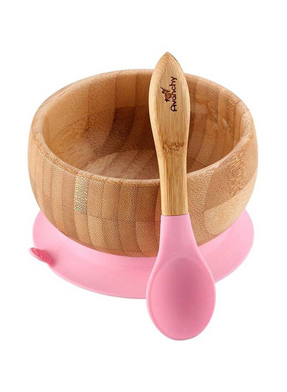 

Avanchy Bamboo Suction Classic Bowl with Spoon, Brown