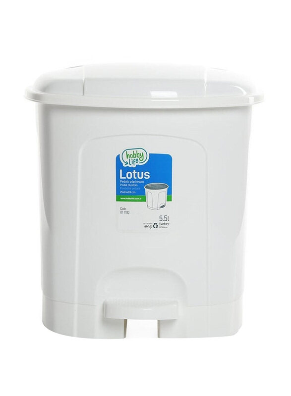 

Hobby Life Lotus Pedal Waste Bin, 5.5 Liters, White