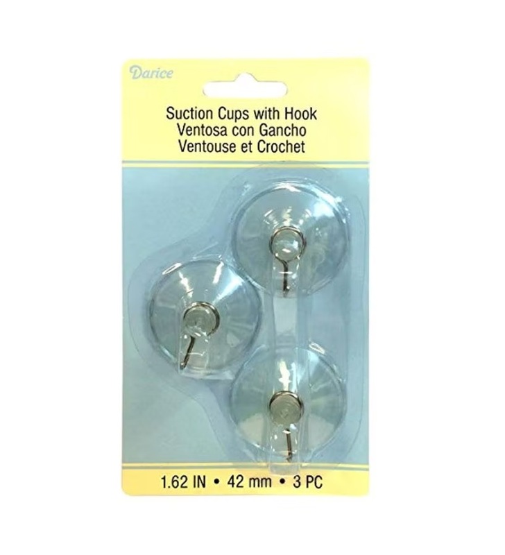Darice Suction Cup With Hooks, Clear, 42 mm