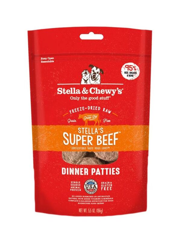 Stella & Chewys Freeze-Dried Raw Super Beef Dinner Patties for Dogs, Multicolour, 156g