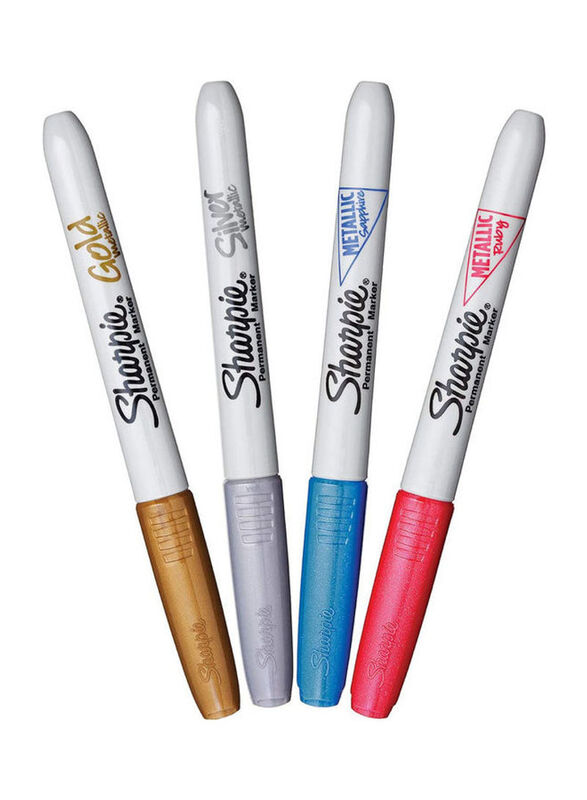 Sharpie Metallic Permanent Markers Set, 4 Piece, Multicolour