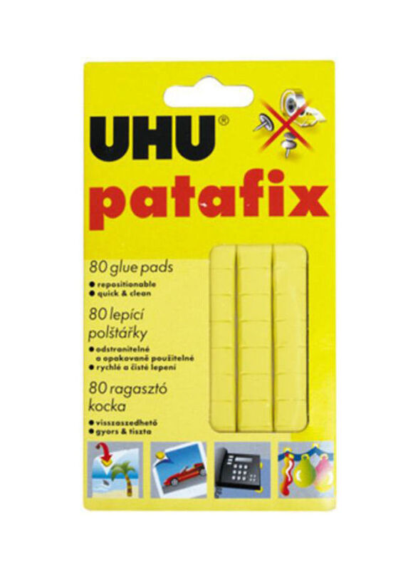 UHU Patafix Glue Pads, 80 Pieces, Yellow