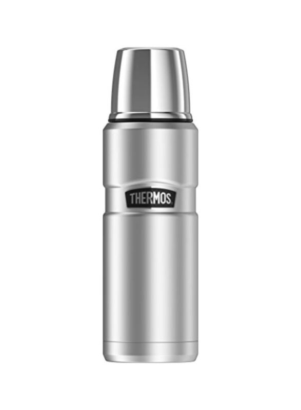 Thermos 473ml Stainless Steel Water Bottle, Silver/Black