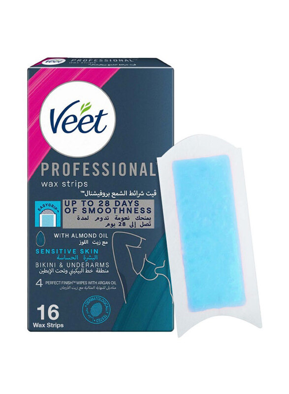 

Veet Easy-Gel Bikini & Underarms Professional Hair Removal Wax Strips with Almond Oil, 16 Strips