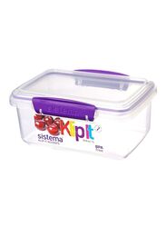Sistema Klip It Accents Rectangular Food Container, 1L, Purple/Clear