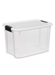 Sterilite 66L Ultra Latch Clear Plastic Storage Box Organizer, White